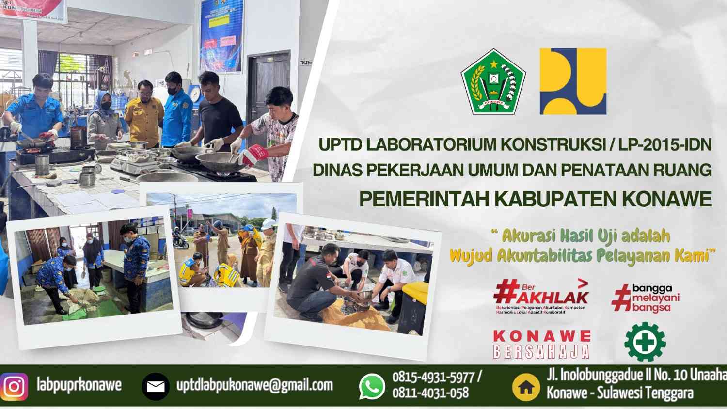 UPTD Laboratorium Konstruksi Dinas PUPR Kab. Konawe hadir melayani berbagai pengujian konstruksi