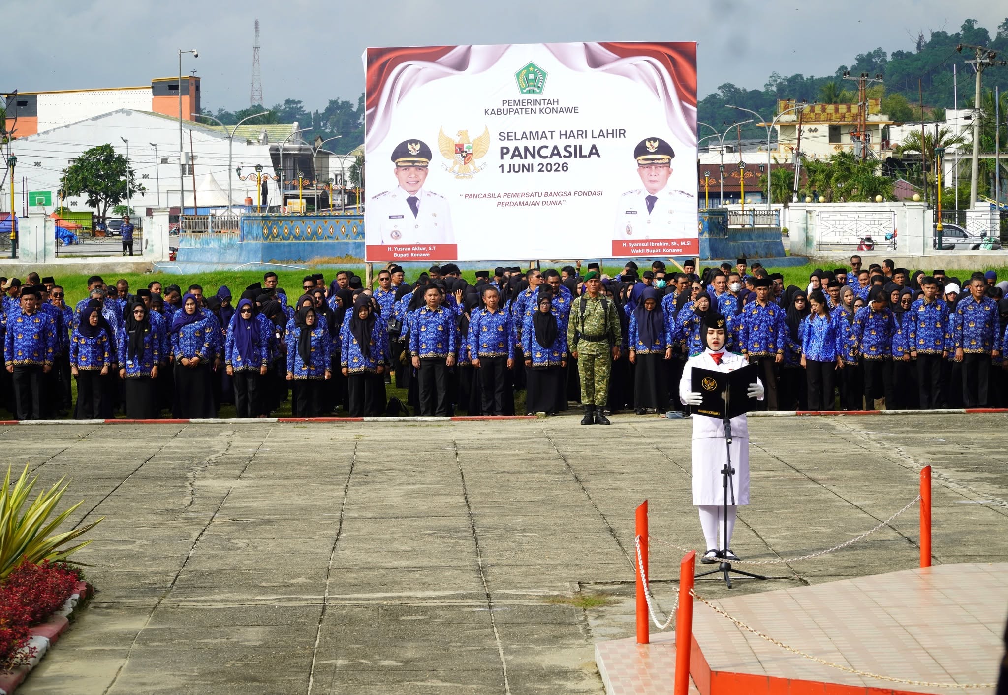BUPATI KONAWE PIMPIN UPACARA PERINGATAN HARI LAHIR PANCASILA TINGKAT KABUPATEN KONAWE TAHUN 2026